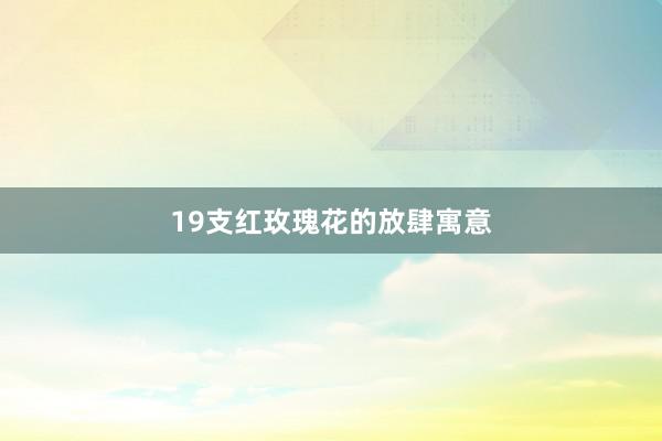 19支红玫瑰花的放肆寓意