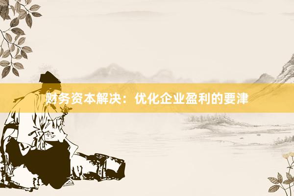 财务资本解决：优化企业盈利的要津