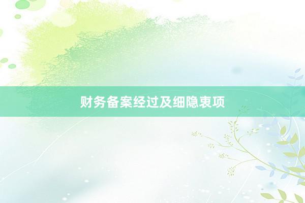 财务备案经过及细隐衷项